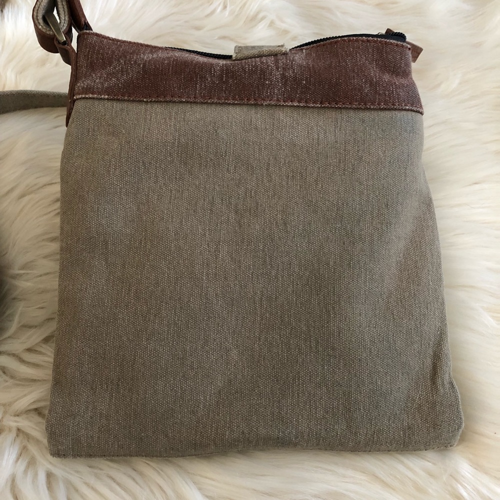 Mona B canvas and vegan leather crossbody purse with built in wallet - Picture 2 of 12